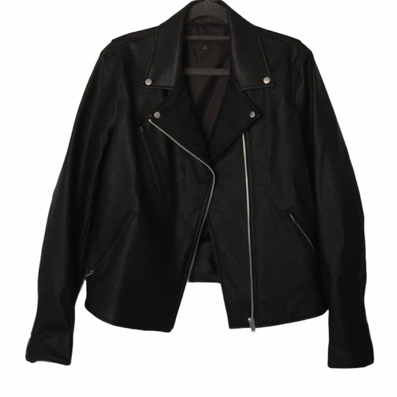 Uniqlo Jackets & Blazers - Uniqlo Black Faux Leather Zip Motorcycle Jacket S